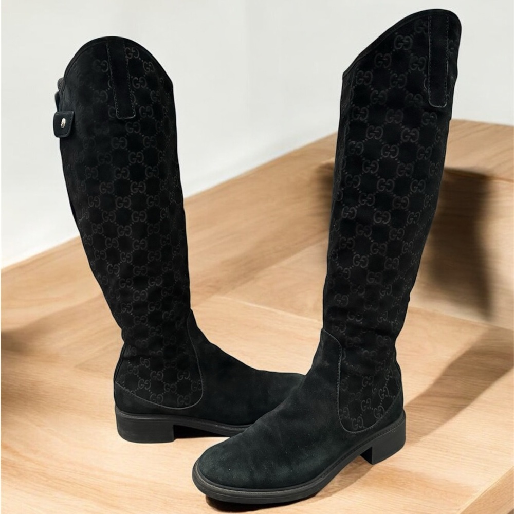 Gucci Black Suede Knee-High Boots – Size 7.5 (EU 38)